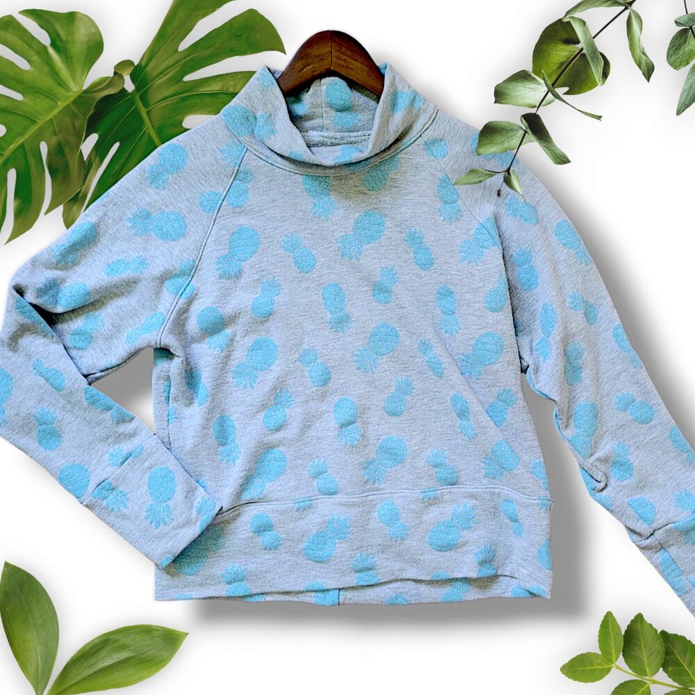 Blue Glitter Pineapple Sweatshirt, sz Medium